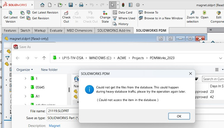 Fehlermeldung-Datenbank-SWX-PDM