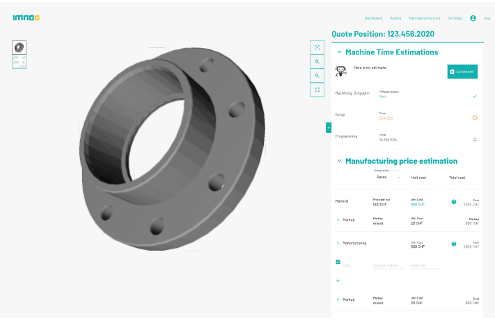 Kalkulieren Sie Ihre CNC-Bauteile automatisch mit Imnoo Kalkulieren Sie Ihre CNC-Bauteile automatisch mit Imnoo