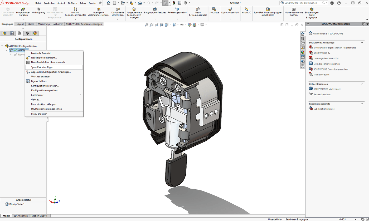 SpeedPak hinzufügen