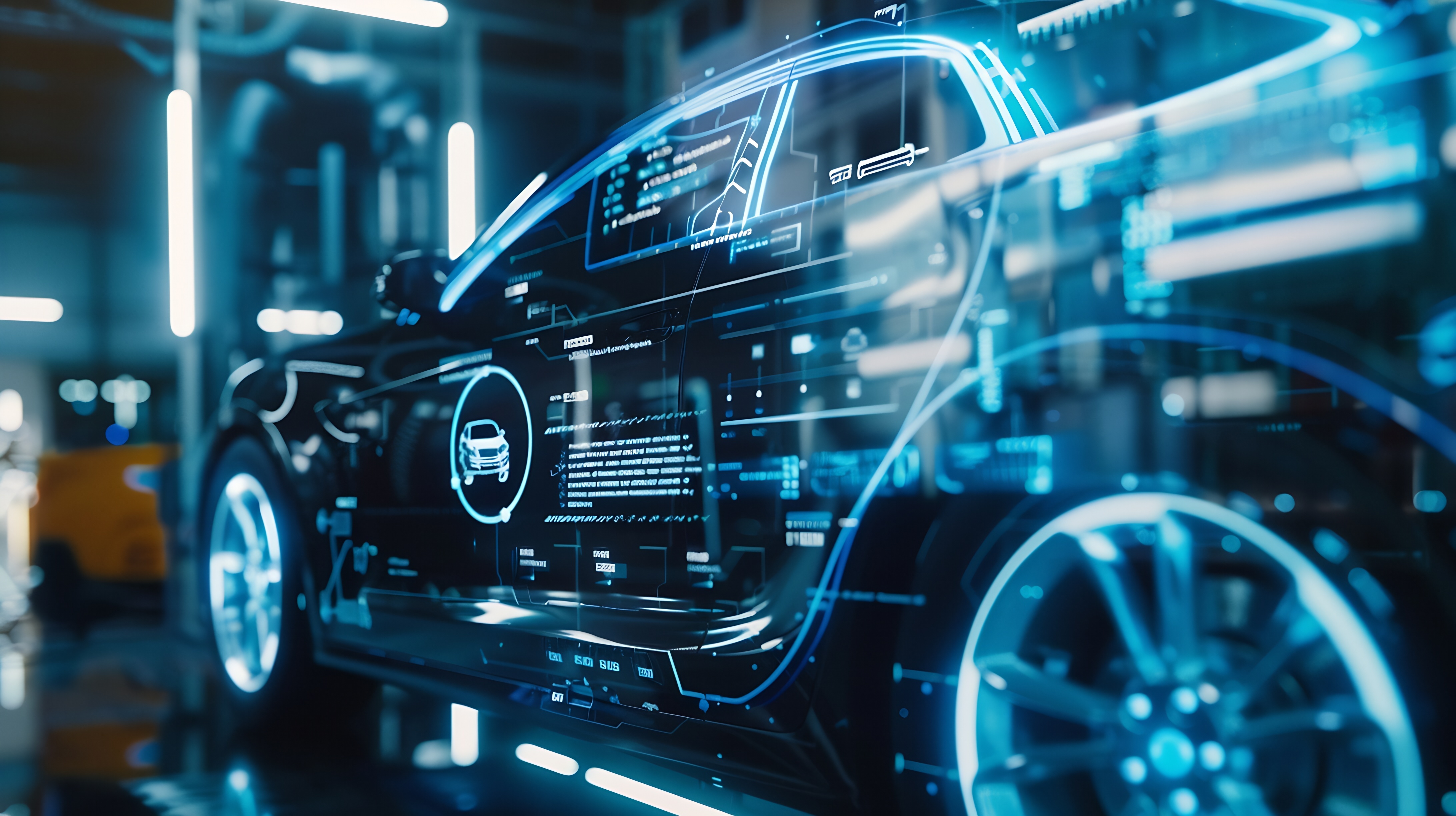 Auto der Zukunft mit Elektroantrieb und Hightech Technologien