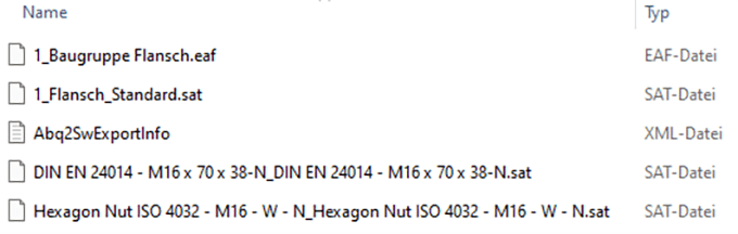 Schraubenberechnung Generierte Exportdateien Exportdateien aus der Schraubenberechnung