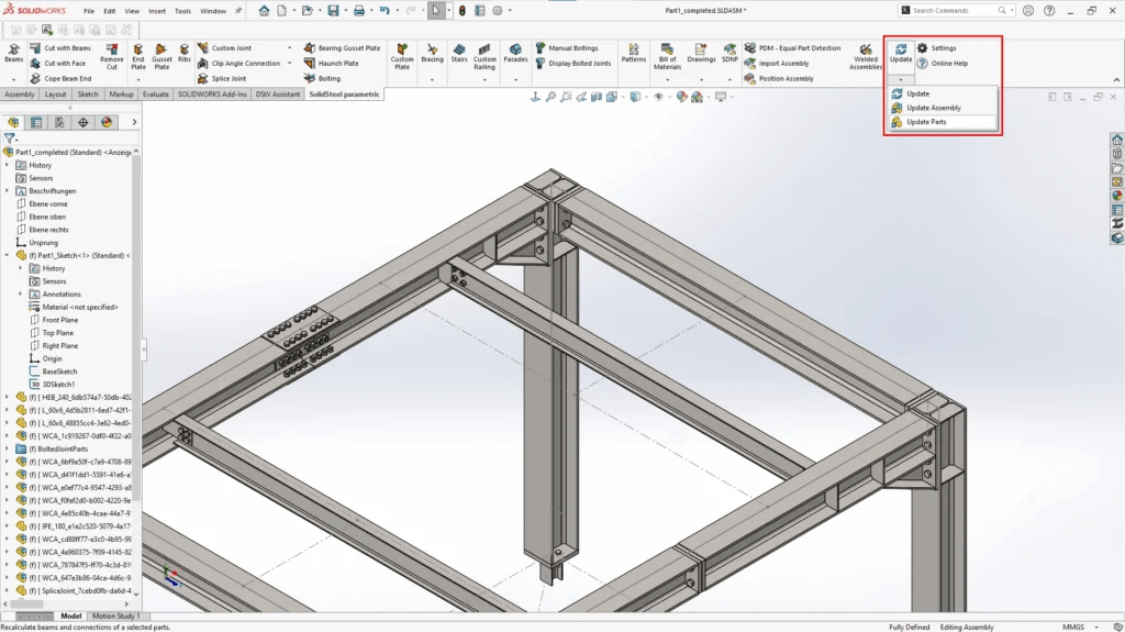 Selektives Parametrisches Update Funktion zum selektiven parametrischen Update in der Konstruktion
