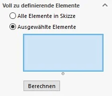 Ausgewählte Elemente in einer Skizze innerhalb der CAD-Umgebung