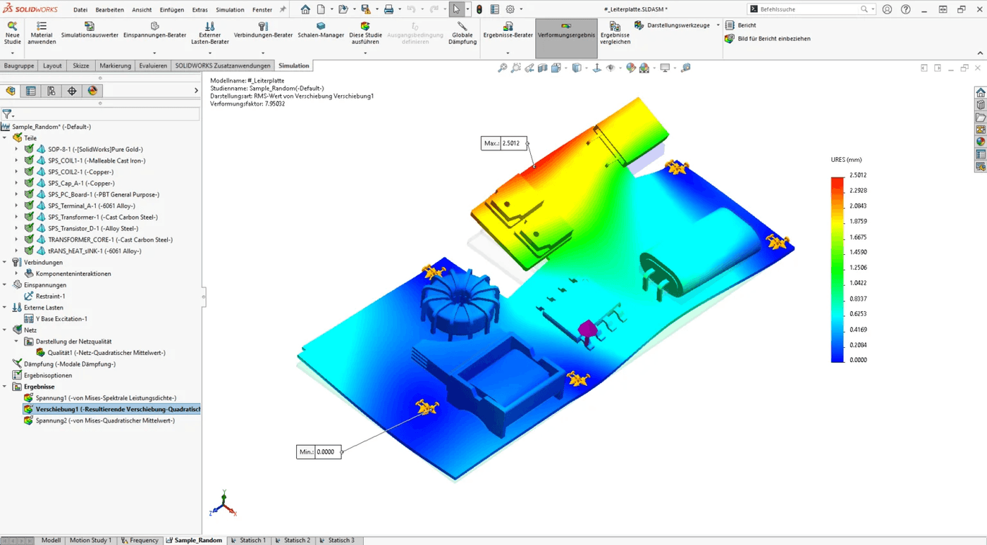 SOLIDWORKS Simulation Premium Menüoberfläche Menüoberfläche von SOLIDWORKS Simulation Premium mit sichtbaren Analysefunktionen