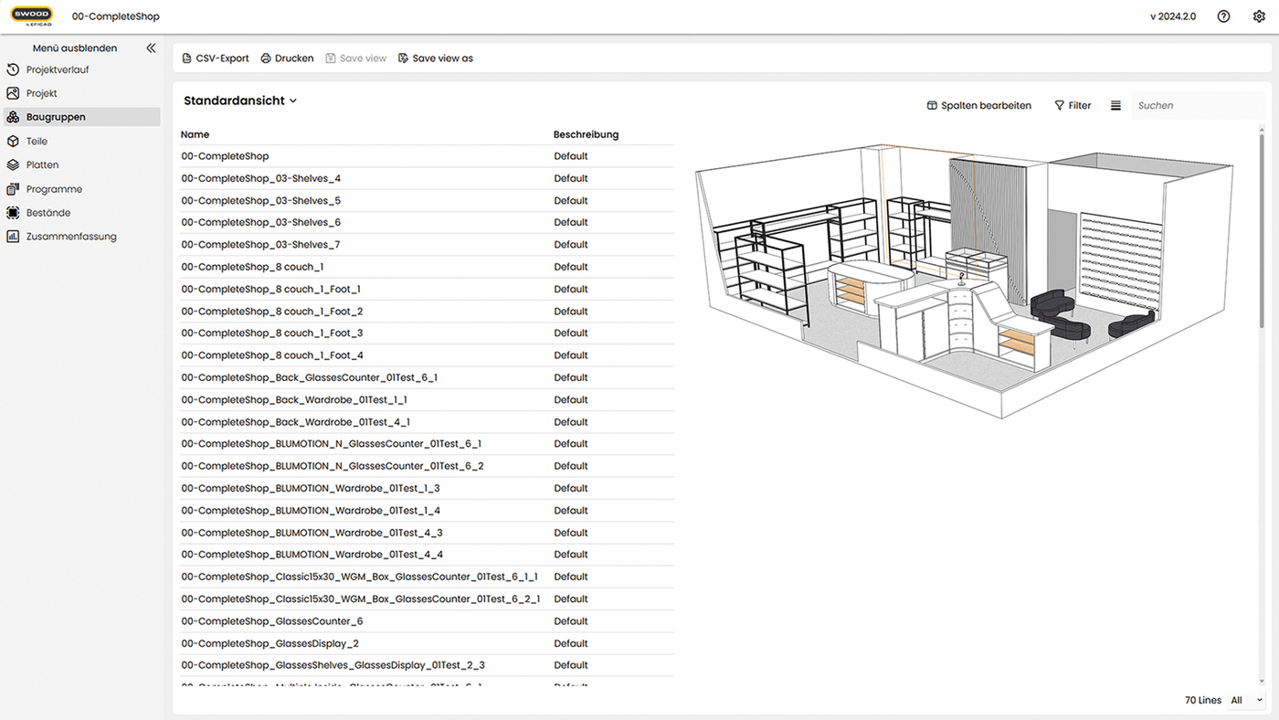 SWOOD Design SWOOD Report Ausschnitt Ausschnitt des SWOOD Reports in SWOOD Design