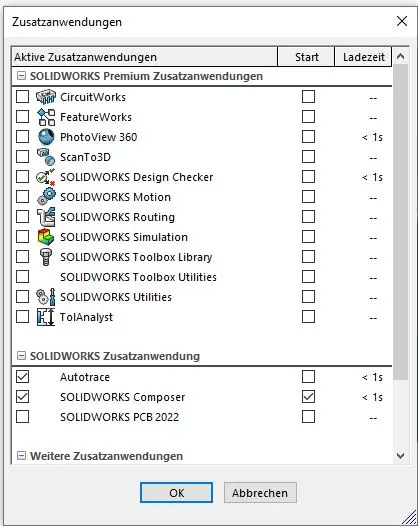 Zusatzanwendungen Solidworks