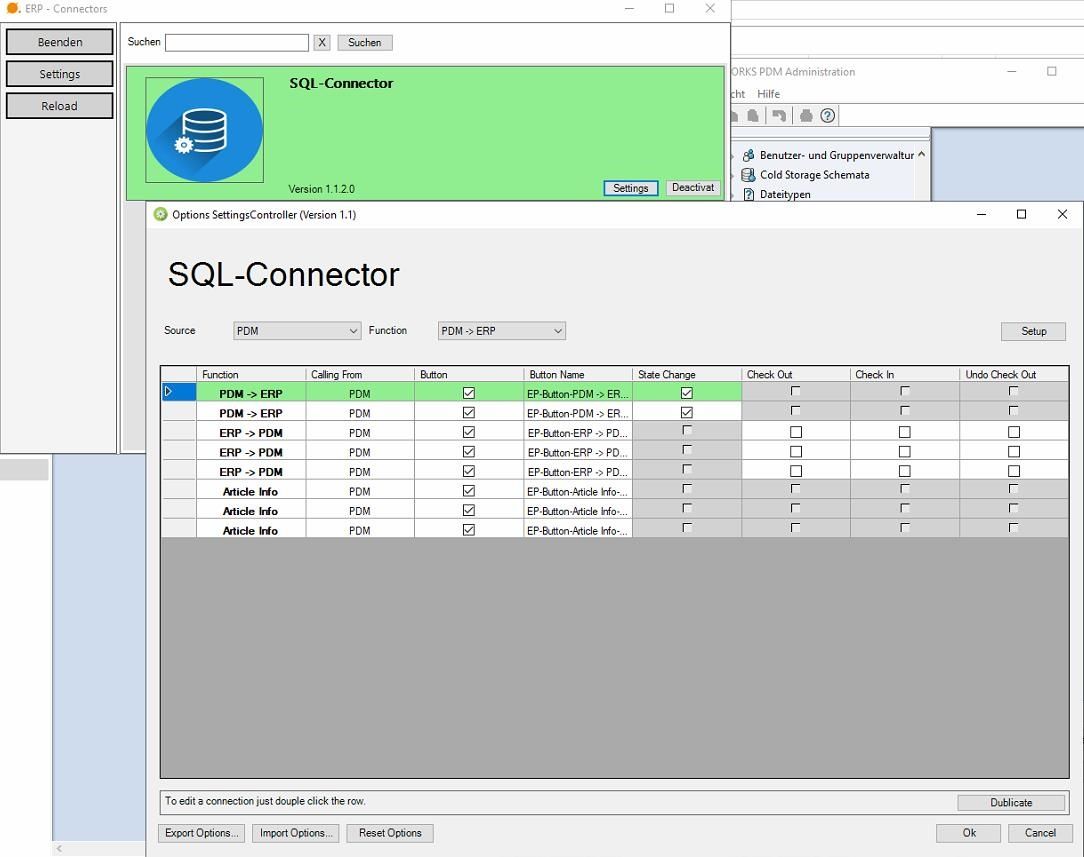 planetERPconnect_Optionen