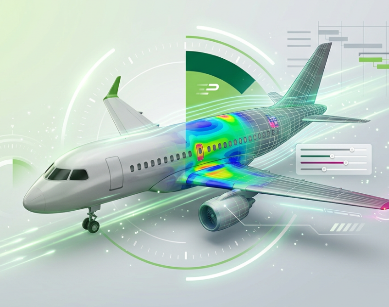 Bild zeigt die Vorteile einer Simulation für eine schnellere Marktreife an Hand eines Flugzeuges